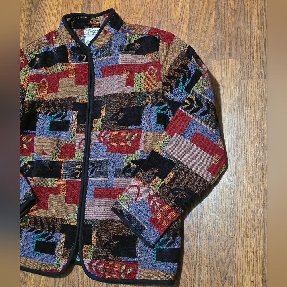 Vintage Tradition Country Patchwork Tapestry Jacket Chenille Women's 16 D88 - Picture 2 of 9